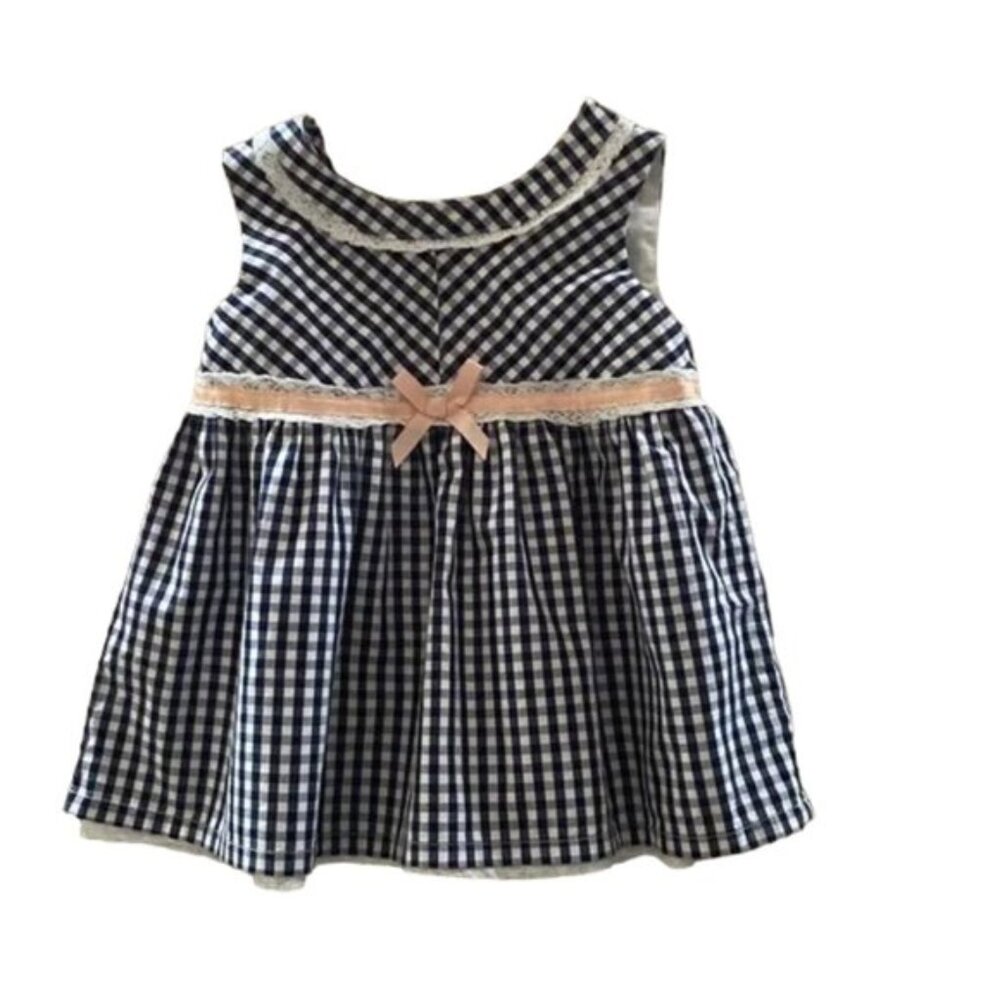 Jillian's Closet Navy Blue and White Gingham Dress 18 Months